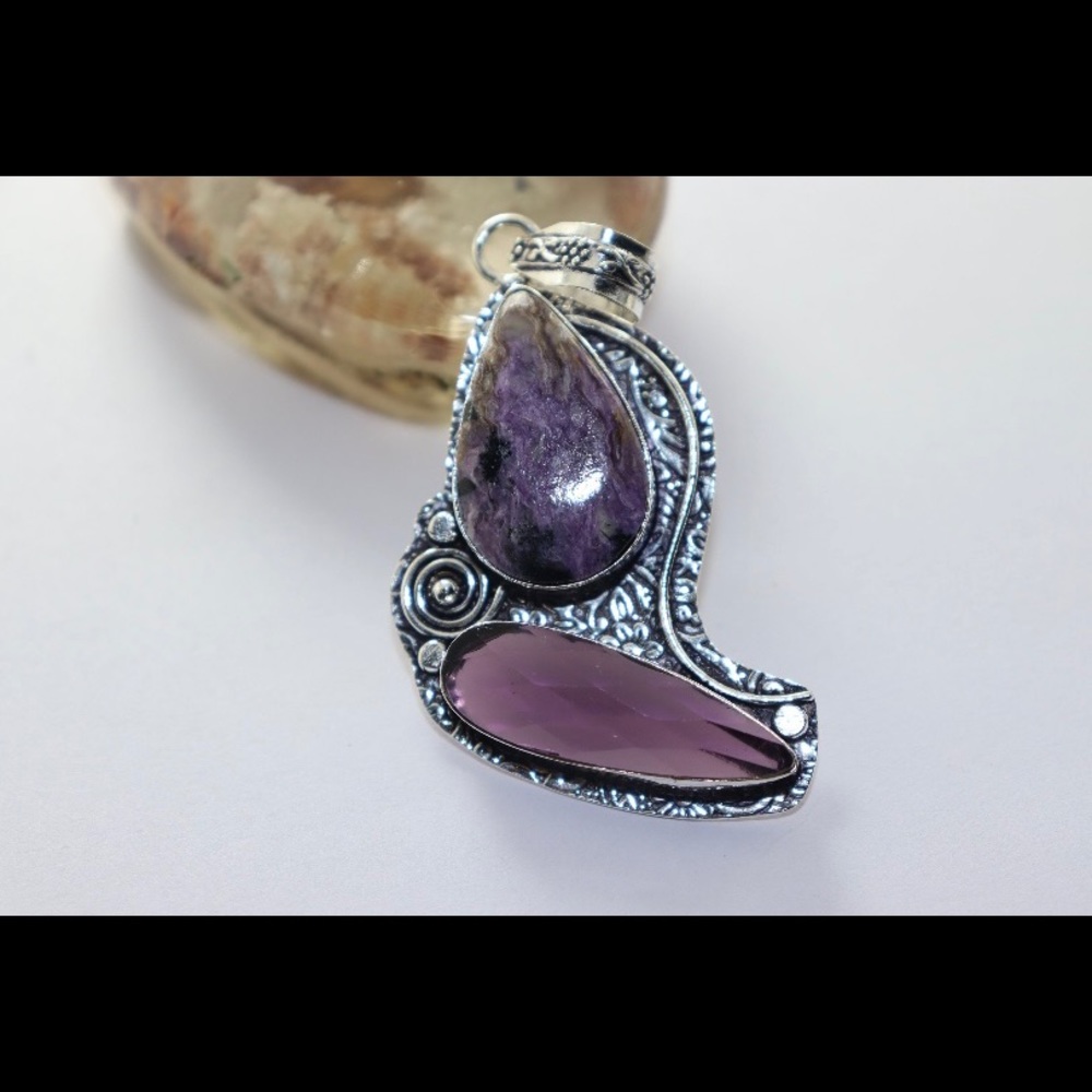 Charoite & Amethyst Pendant